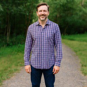 Peter Millar Men L Multicolor Plaid Button Down Long Sleeve Classic Cotton Shirt